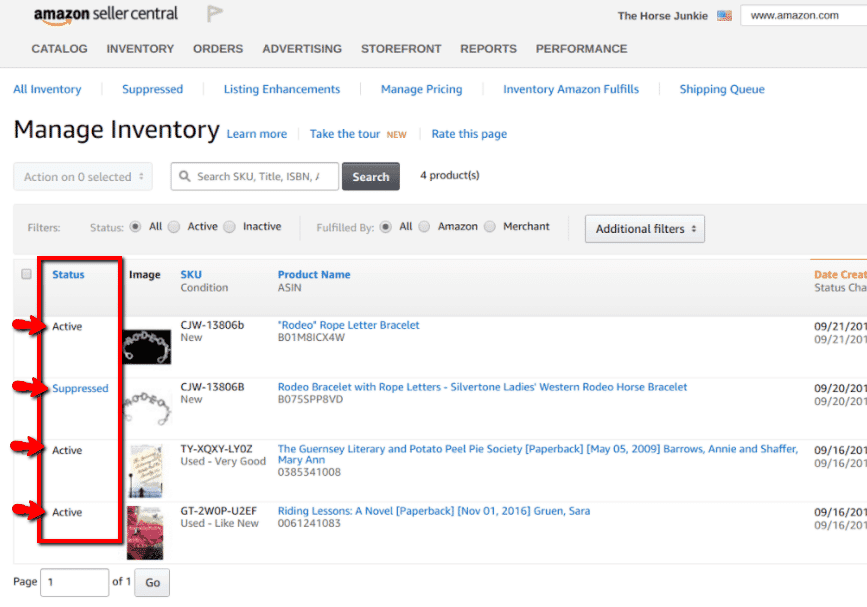 Asin status manage inventory seller central Gorilla ROI