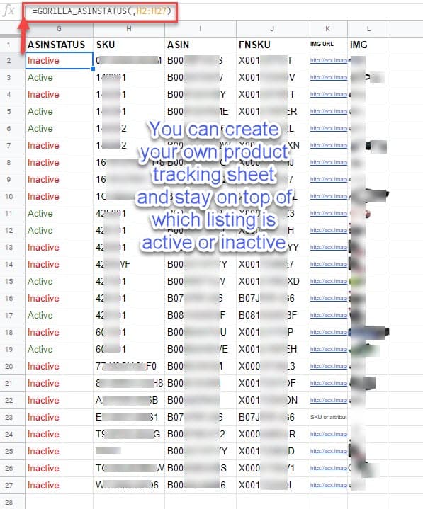 Basic product tracking template idea to stay on top of your listings and know when something is active or inactive.