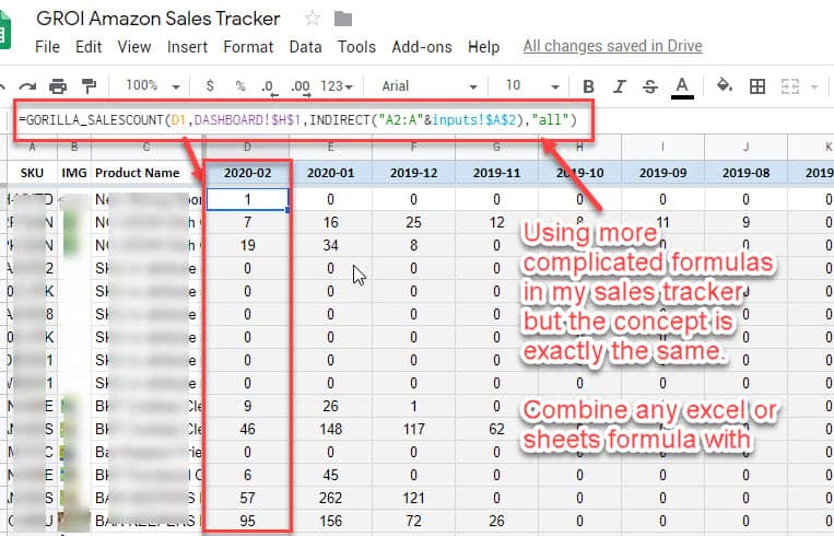Monthly amazon sales by sku
