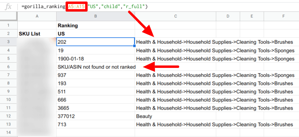 Pull Bulk BSR into Google Sheets