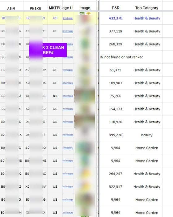 Free best sellers rank tracking spreadsheet