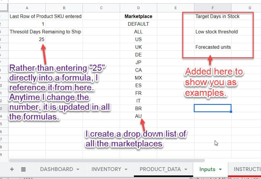 Spreadsheet inputs Gorilla ROI