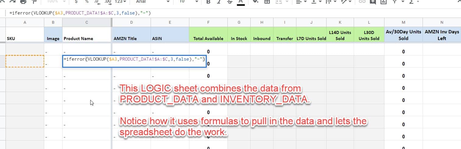 Inventory stock tracking formulas