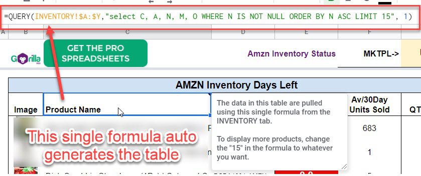 Using query dashboard inventory at amazon