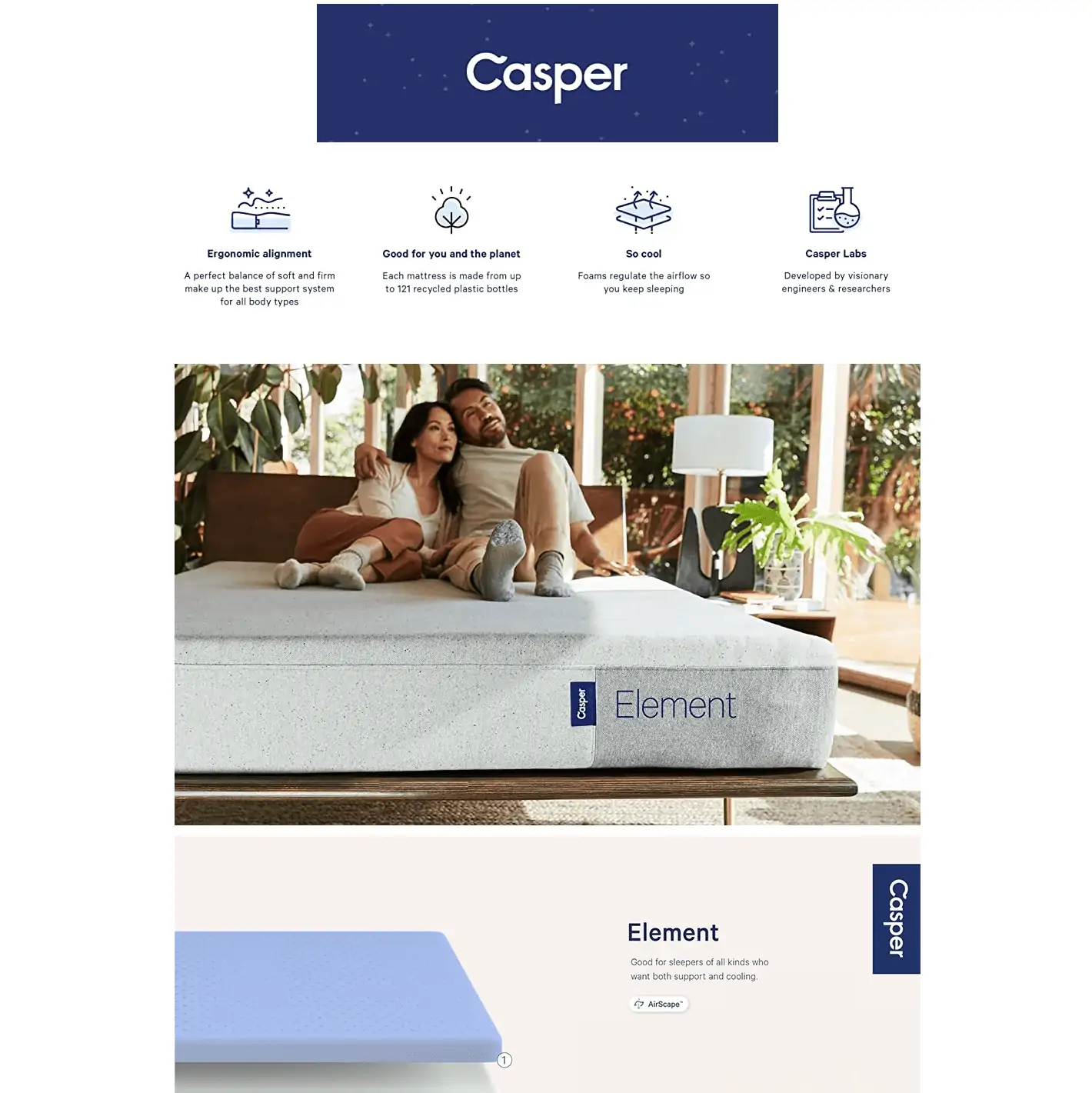 Screensho2022 06 09 at 07 37 56 Amazon.com Casper Sleep Element Mattress King Home Kitchen Cropped Sq Gorilla ROI