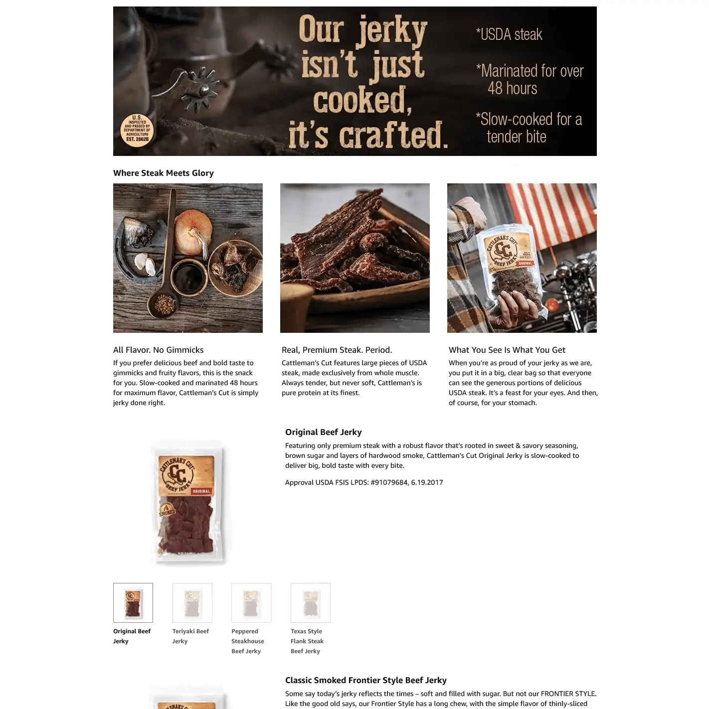 Screenshot 2022 06 09 at 08 17 3Amazon.com Cattlemans Cut Texas Style Flank Steak Beef Jerky 9 Ounce Grocery Gourmet Food Cropped Sq Gorilla ROI