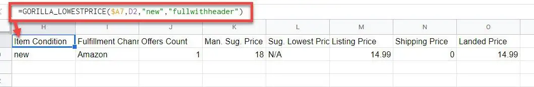 Amazon FBA lowest price details