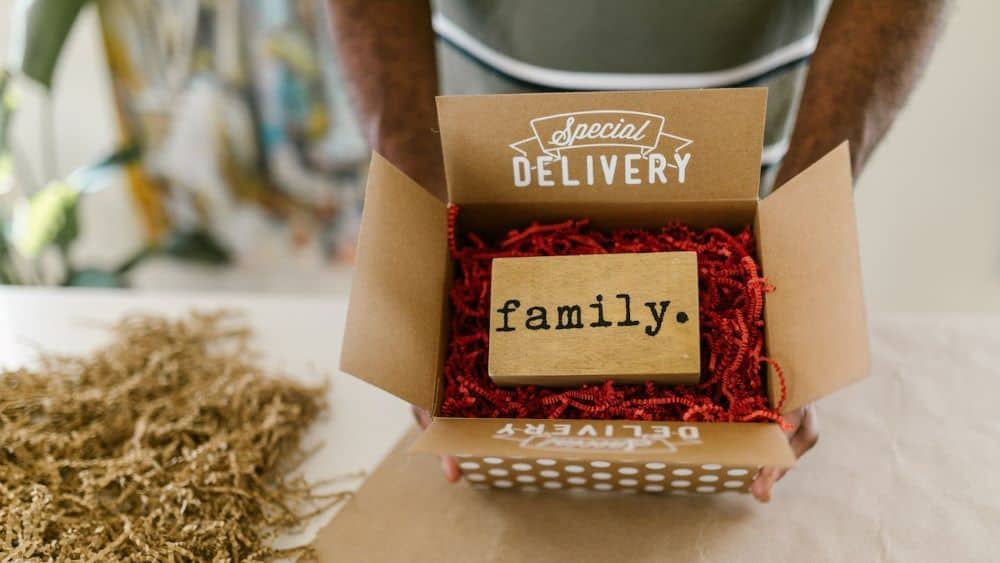 Special delivery box with family box inside