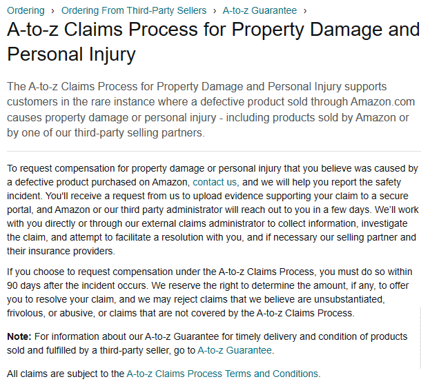 Explanation of a to z claims