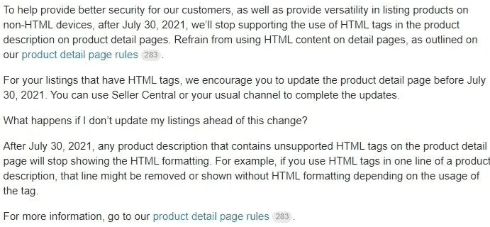 Amazon html description