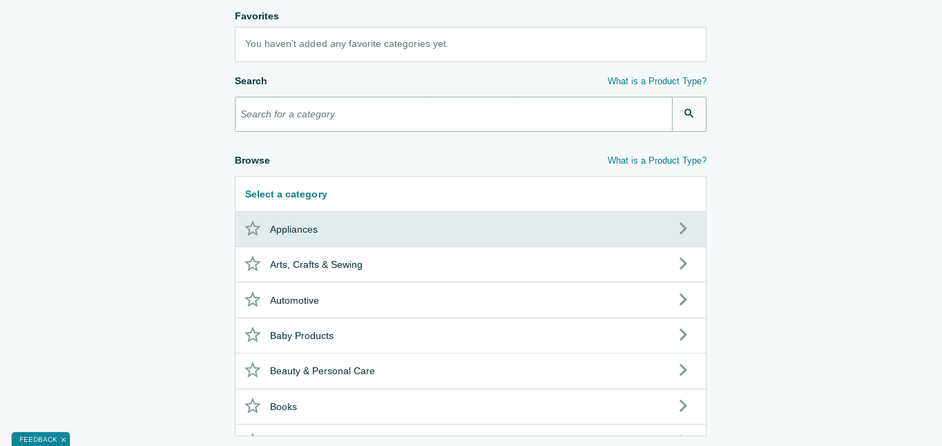 Amazon category - list a new product