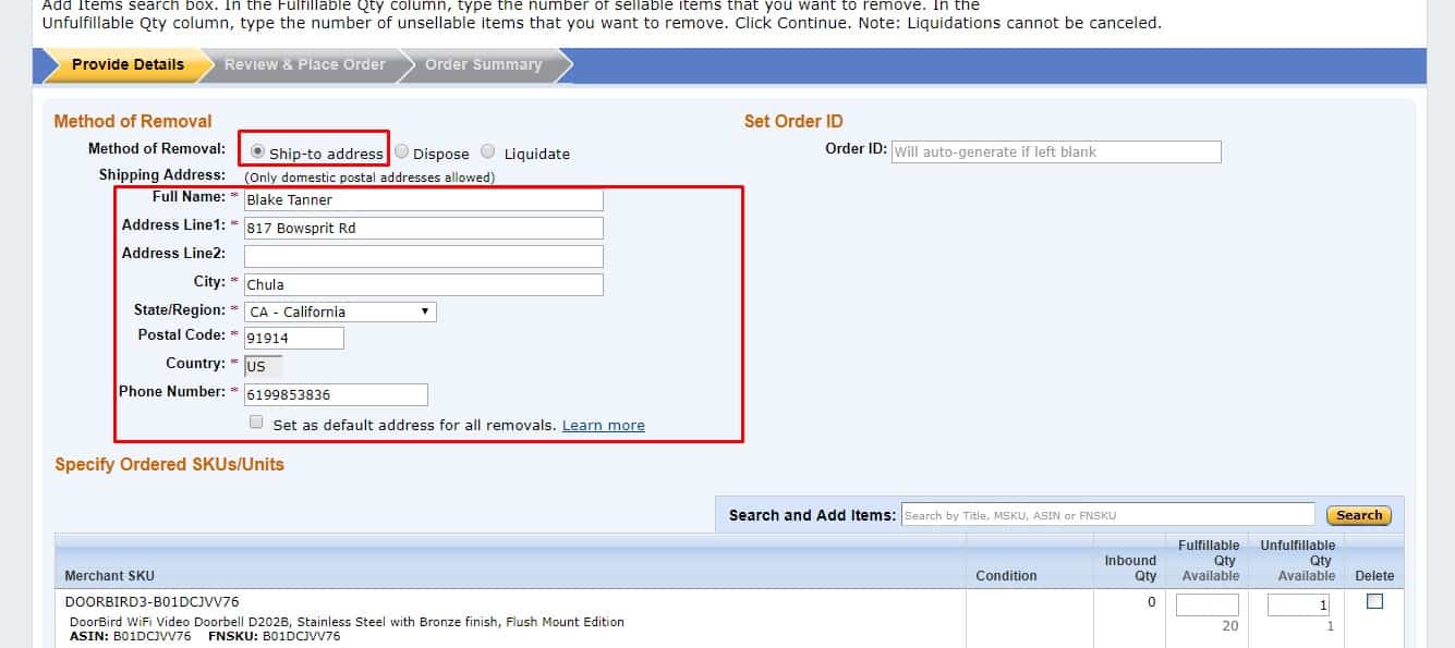 Dispose inventory amazon seller