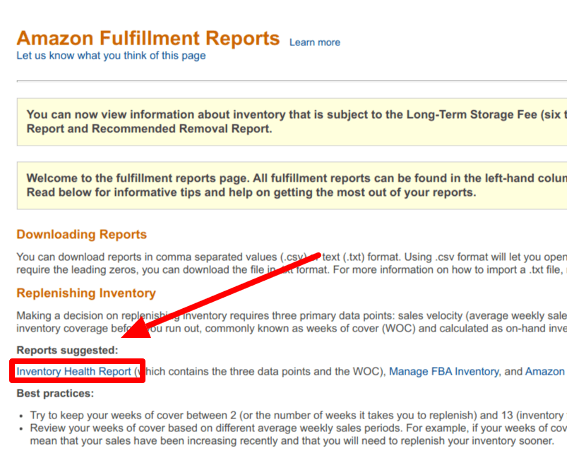 Amazon fulfillment reports