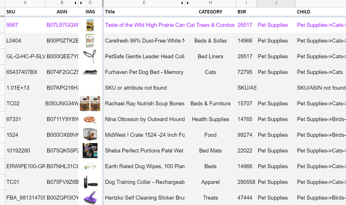 Product listing tracker screenshot Gorilla ROI