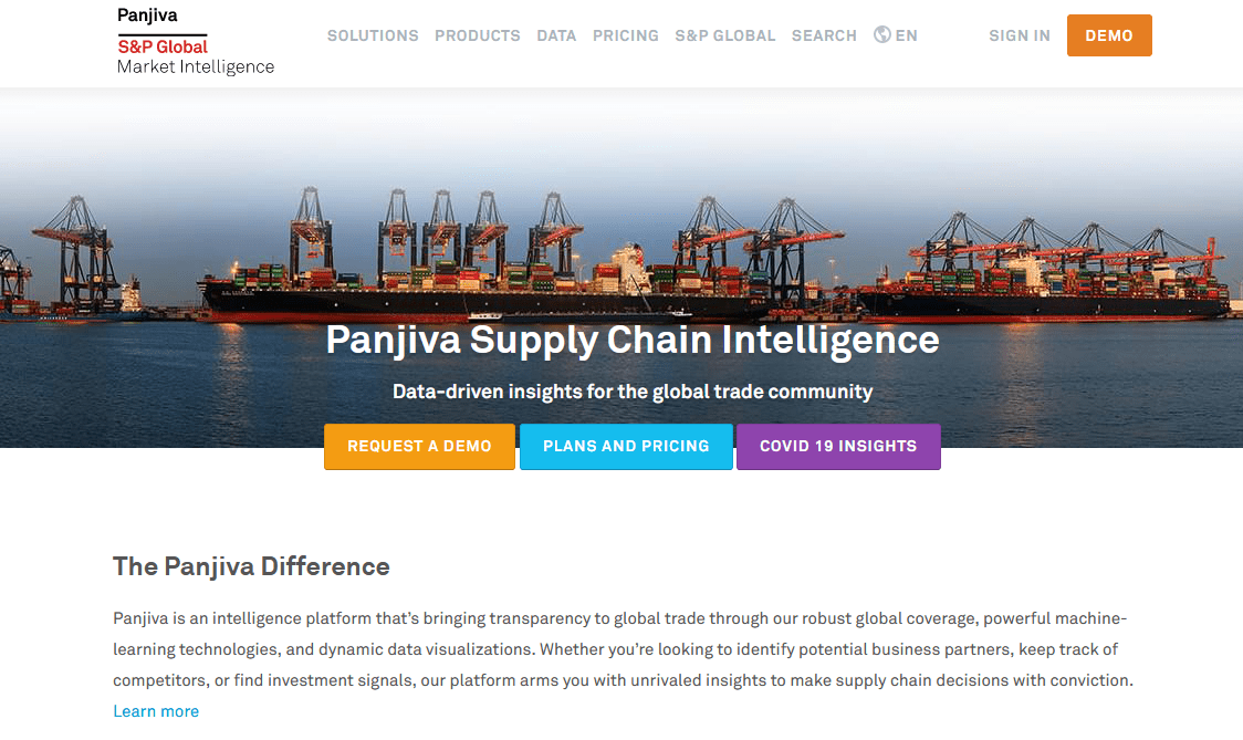 Panjiva homepage