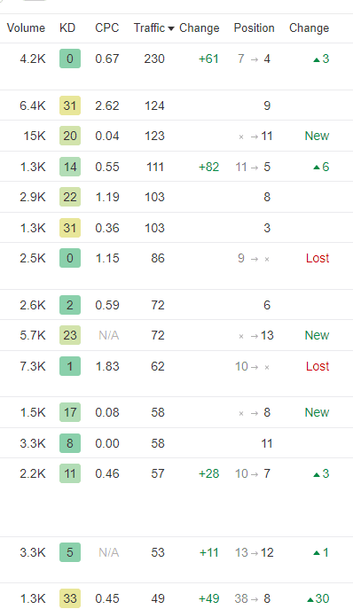 Kw ranking position Gorilla ROI