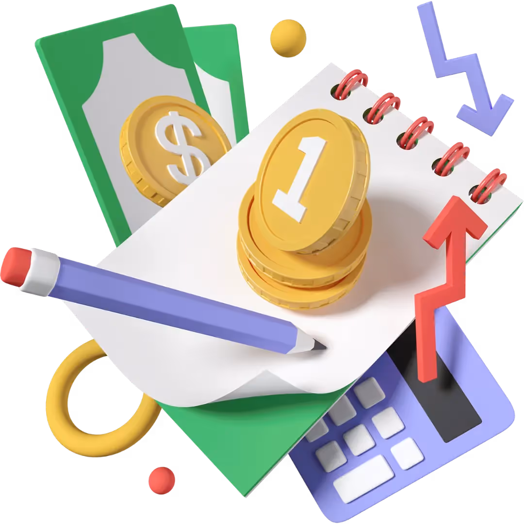 Data charts with bar, line, and pie graphs