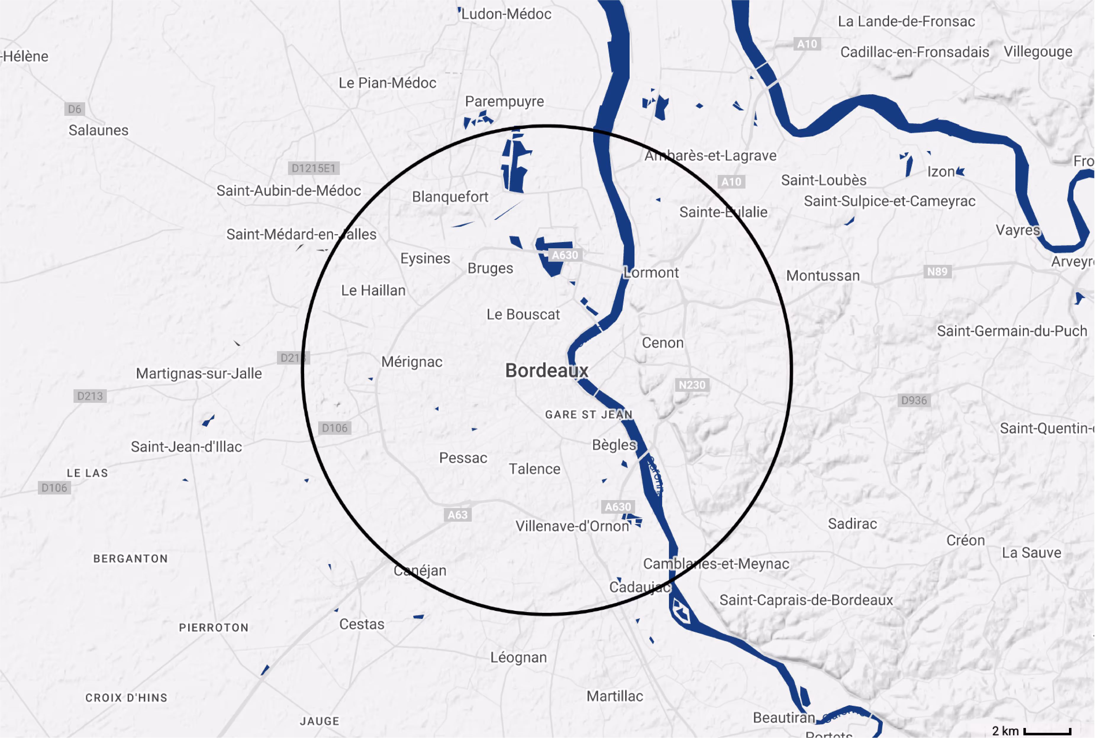 Carte mentionnant la zone d'intervention de la société de Serrurerie Verrouille.