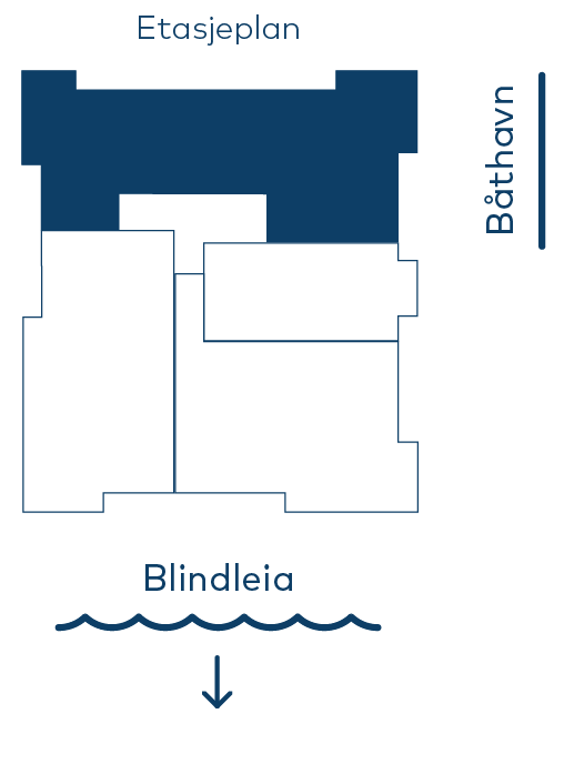 Etasjeplan for Bygg A, 1. etasje – plasseringen av leilighet A H0101 på Fossbekk Brygge