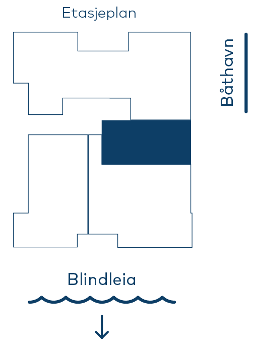 Etasjeplan for Bygg A, 1. etasje – plasseringen av leilighet A H0102 på Fossbekk Brygge
