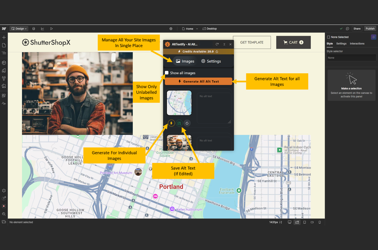 1. AltTextify Webflow App Main Page