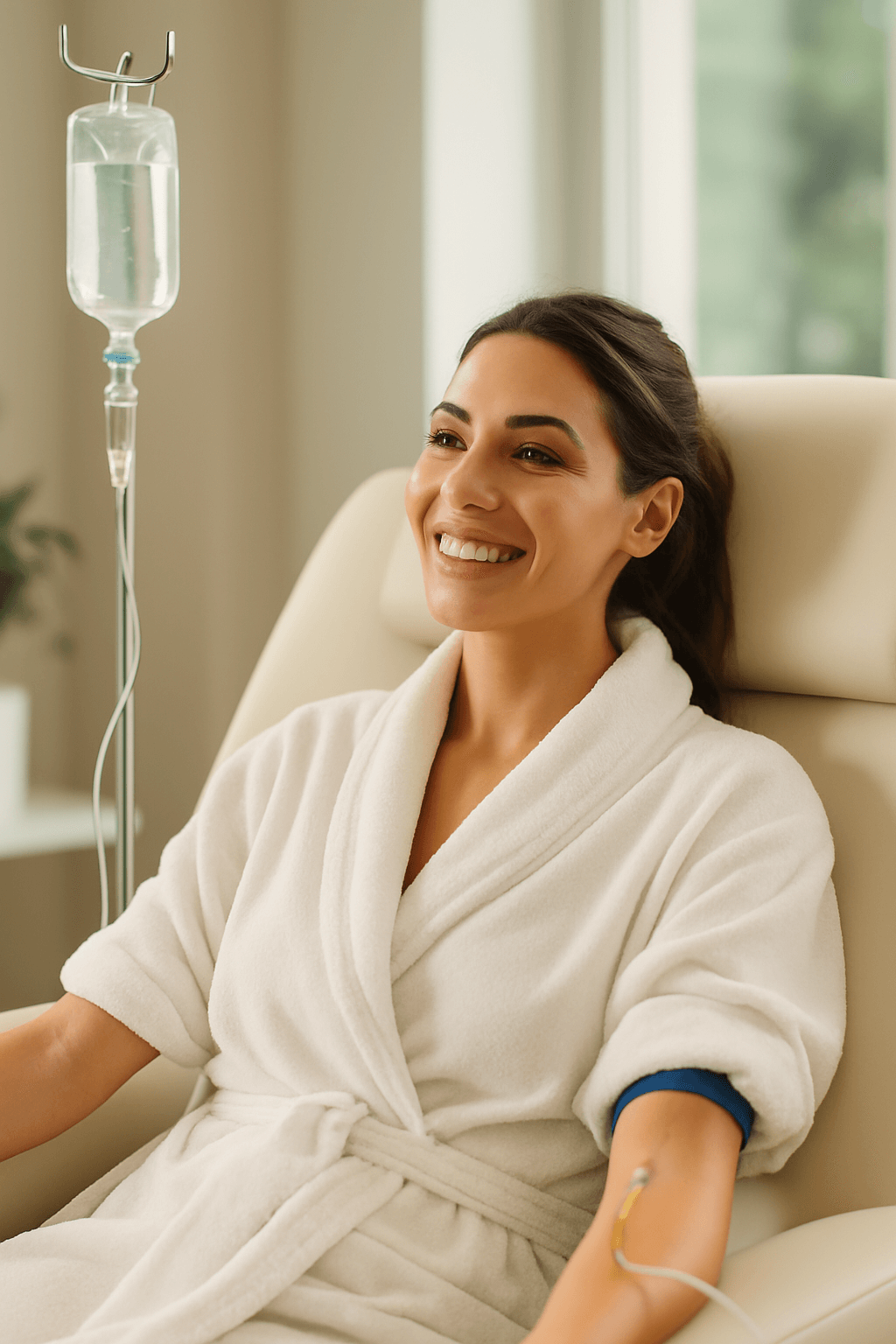 Client receiving exosomes IV therapy CT at Dolce Vida MedSpa in Westport