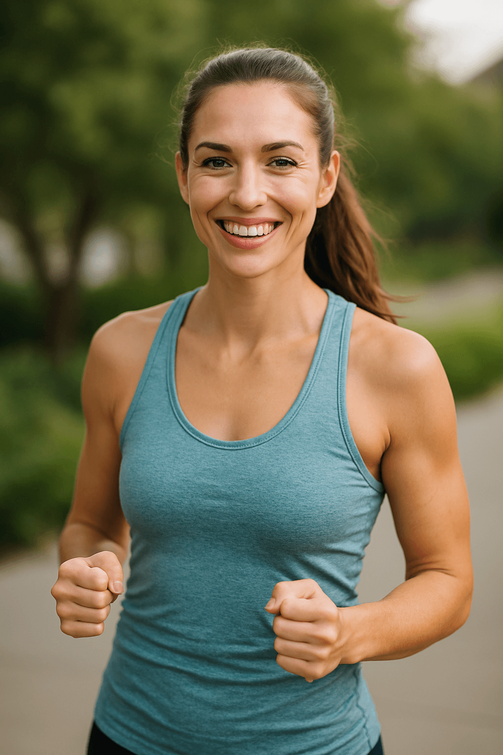 Fit and happy woman outdoors after medical weight loss in CT, representing health and confidence in October 2025