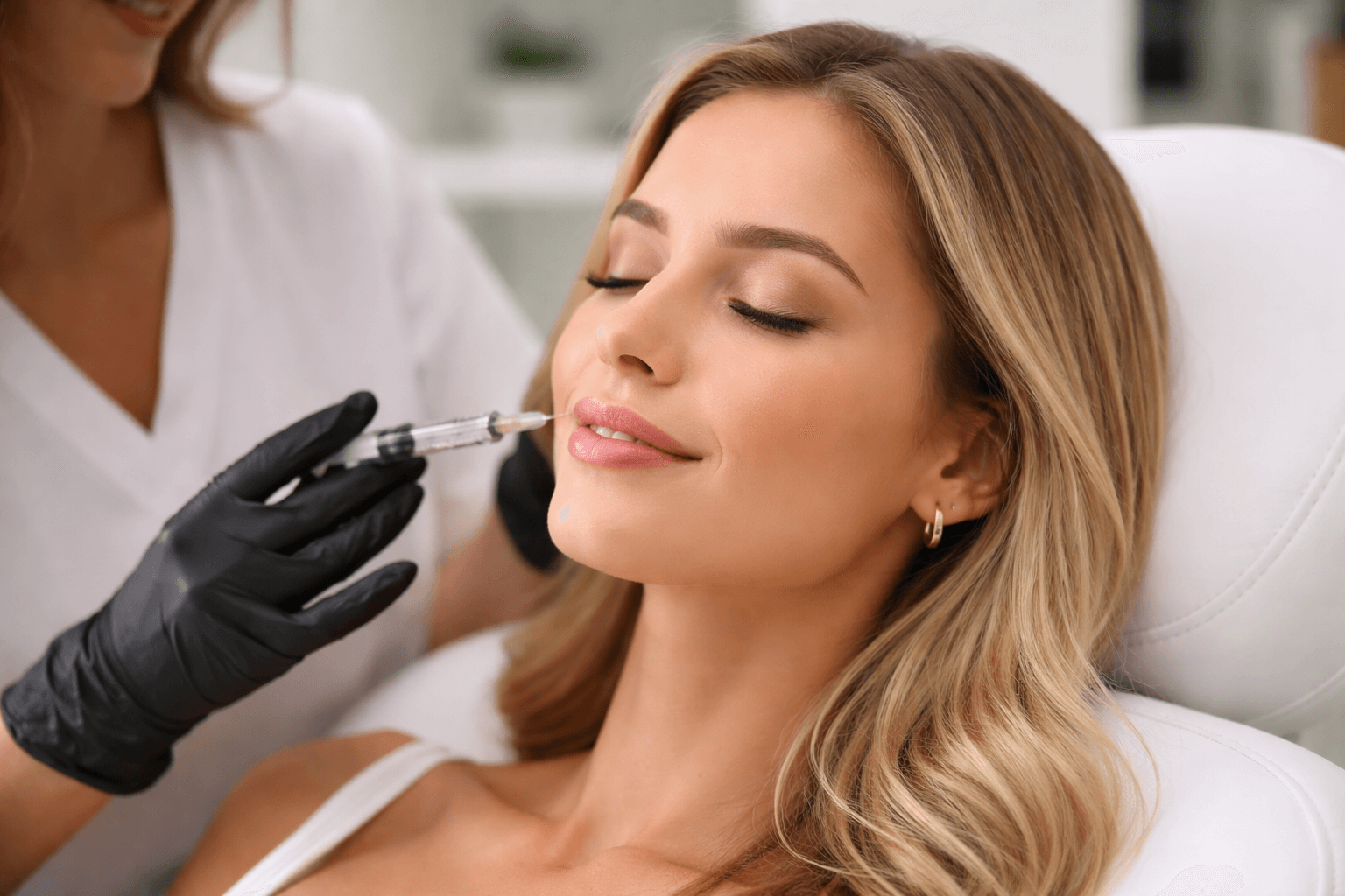 Patient receiving dermal fillers in Trumbull, Connecticut to restore natural facial volume