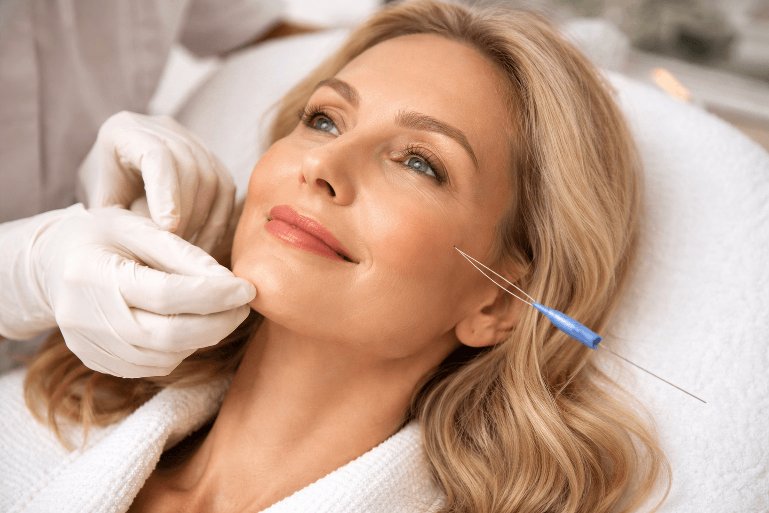 Patient receiving PDO Thread lift treatment at Dolce Vida Med Spa in Connecticut by an experienced medical provider.