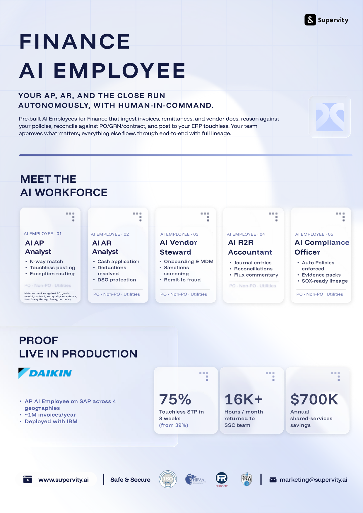 Finance AI Command Center datasheet cover