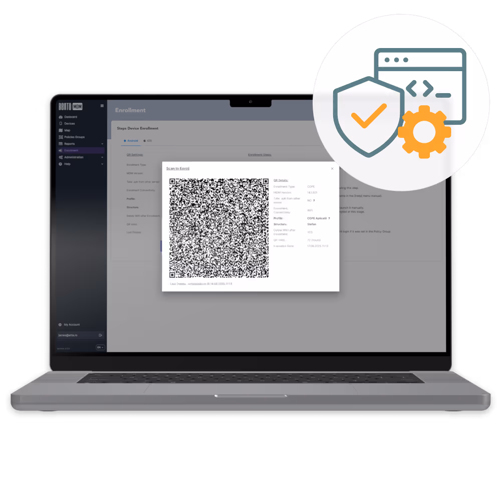 An image showing a laptop running Bento MDM for engineering security