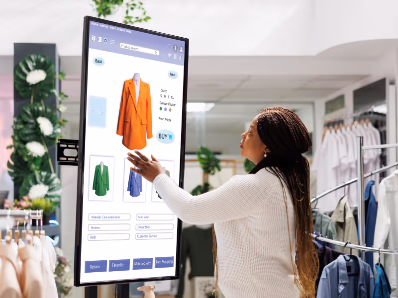 Image showing a cashier using a POS device running Bento MDM software