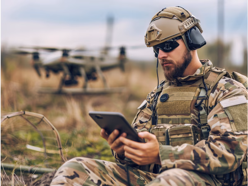 Image showing a soldier in the field using Bento MDM on a tablet