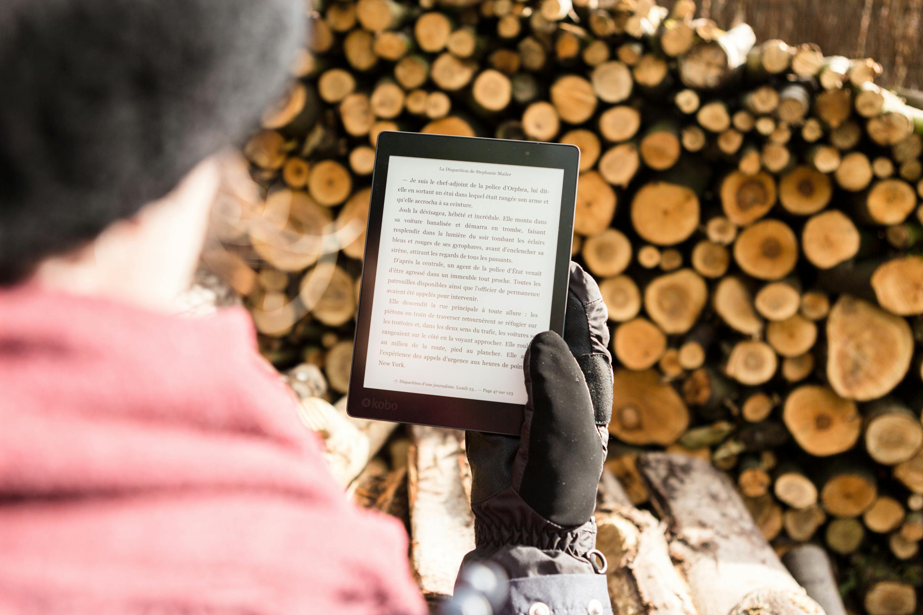 A person reading an eBook using a tablet