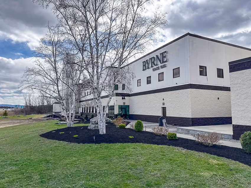 Freshly done mulch and flower beds in at the Byrne Dairy corporate office in LaFayette, NY