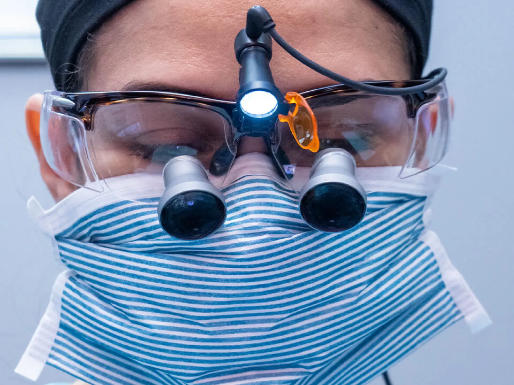 Close up of dentist wearing PPE