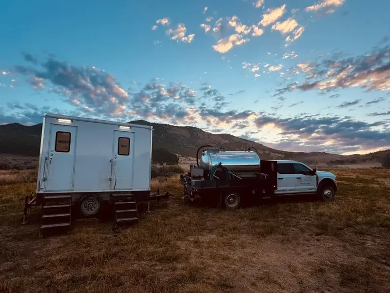 Luxury portable restroom trailer for weddings and corporate events