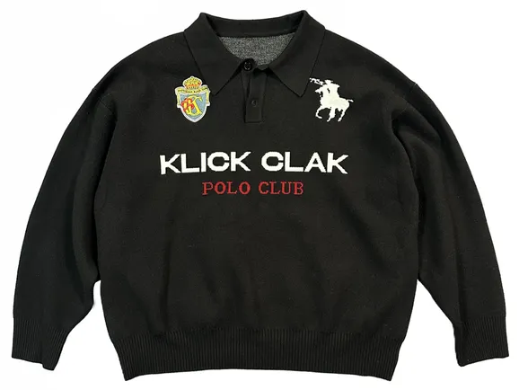 KLICK CLAK Black Polo Knit Sweater
