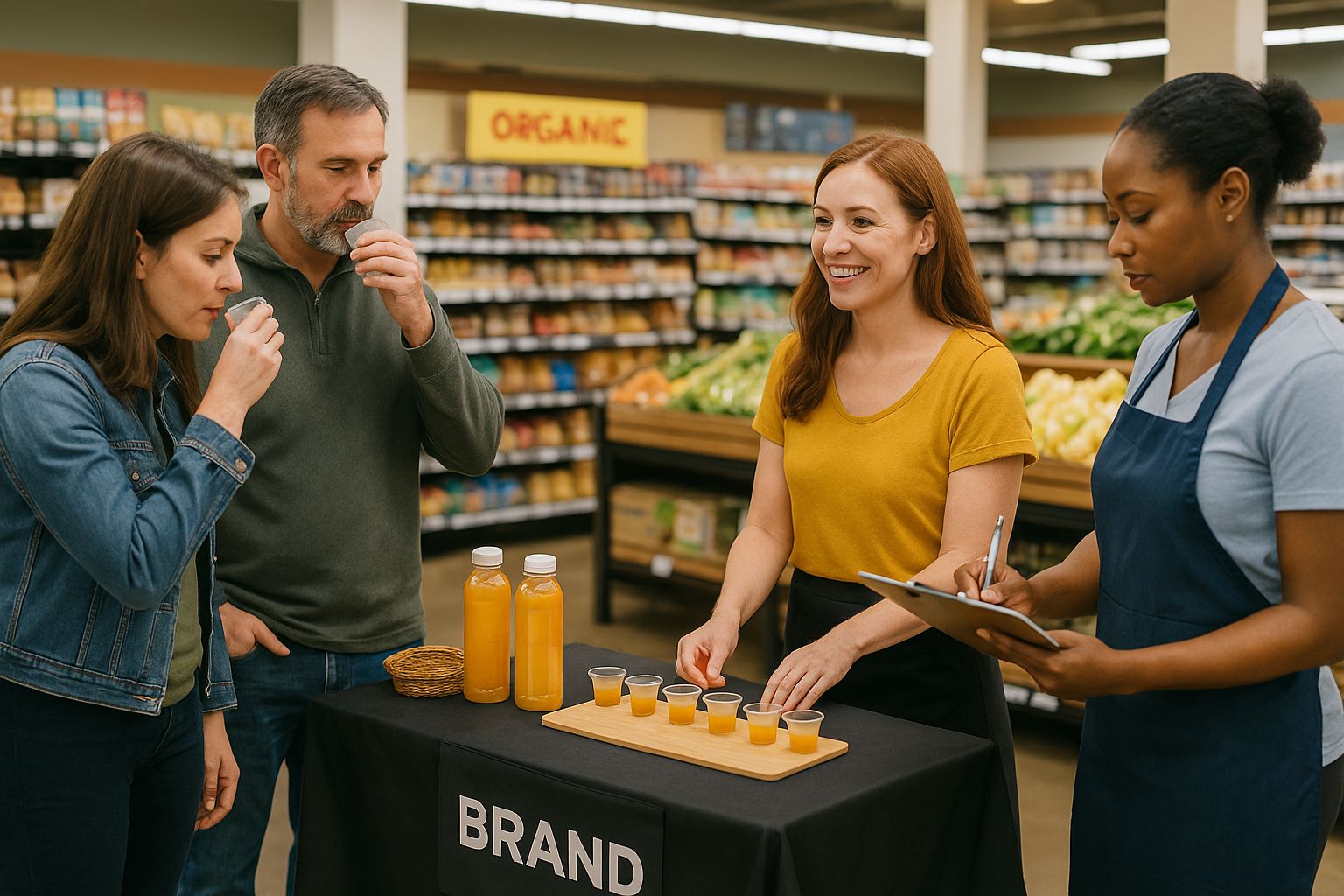 CPG bottling line applying labels and caps to PET beverage bottles while an in‑line vision sensor and SPC screen monitor quality; operator verifies results – supporting CPG startup marketing ROI.