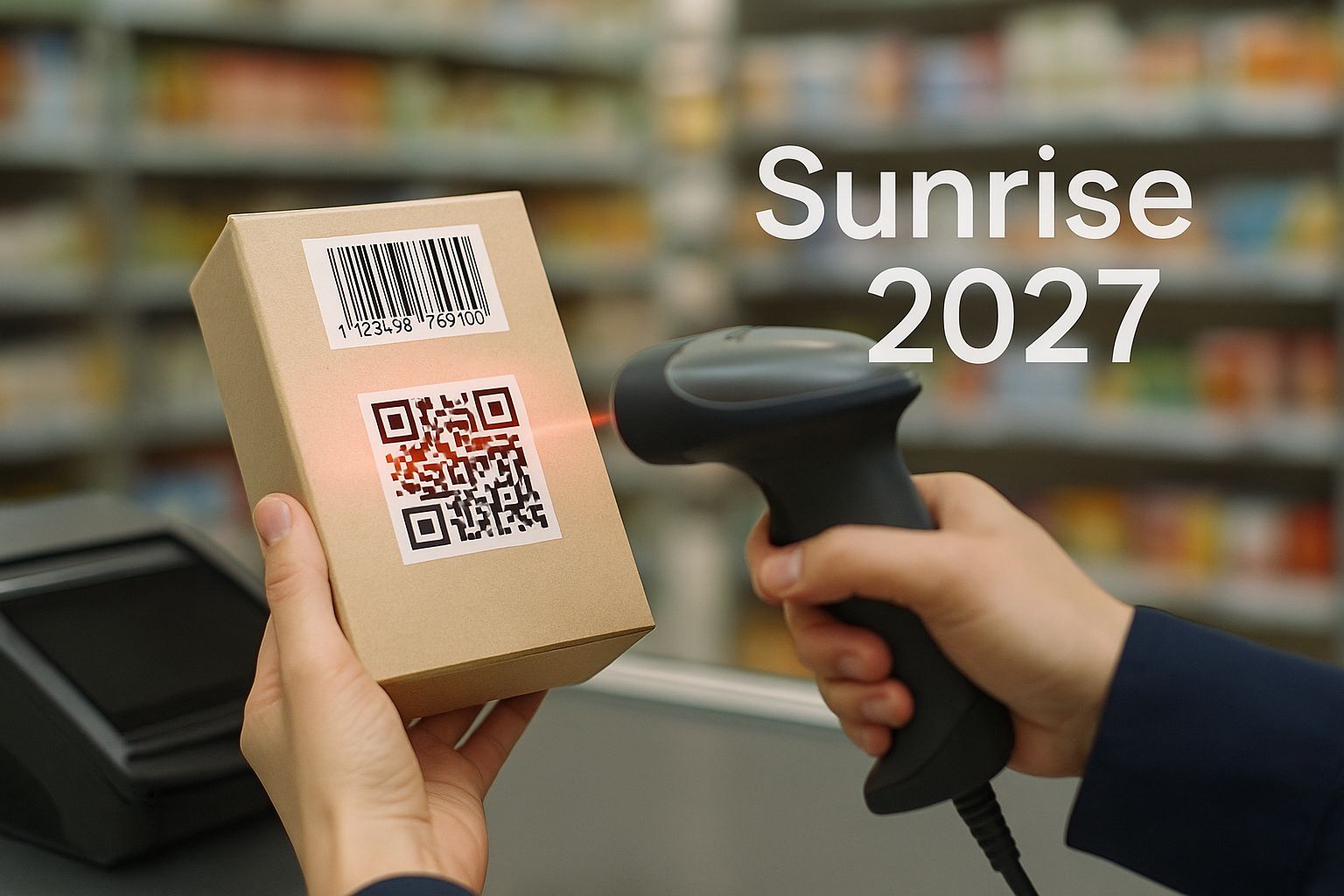 POS scanning a 2D code on a packaged CPG item