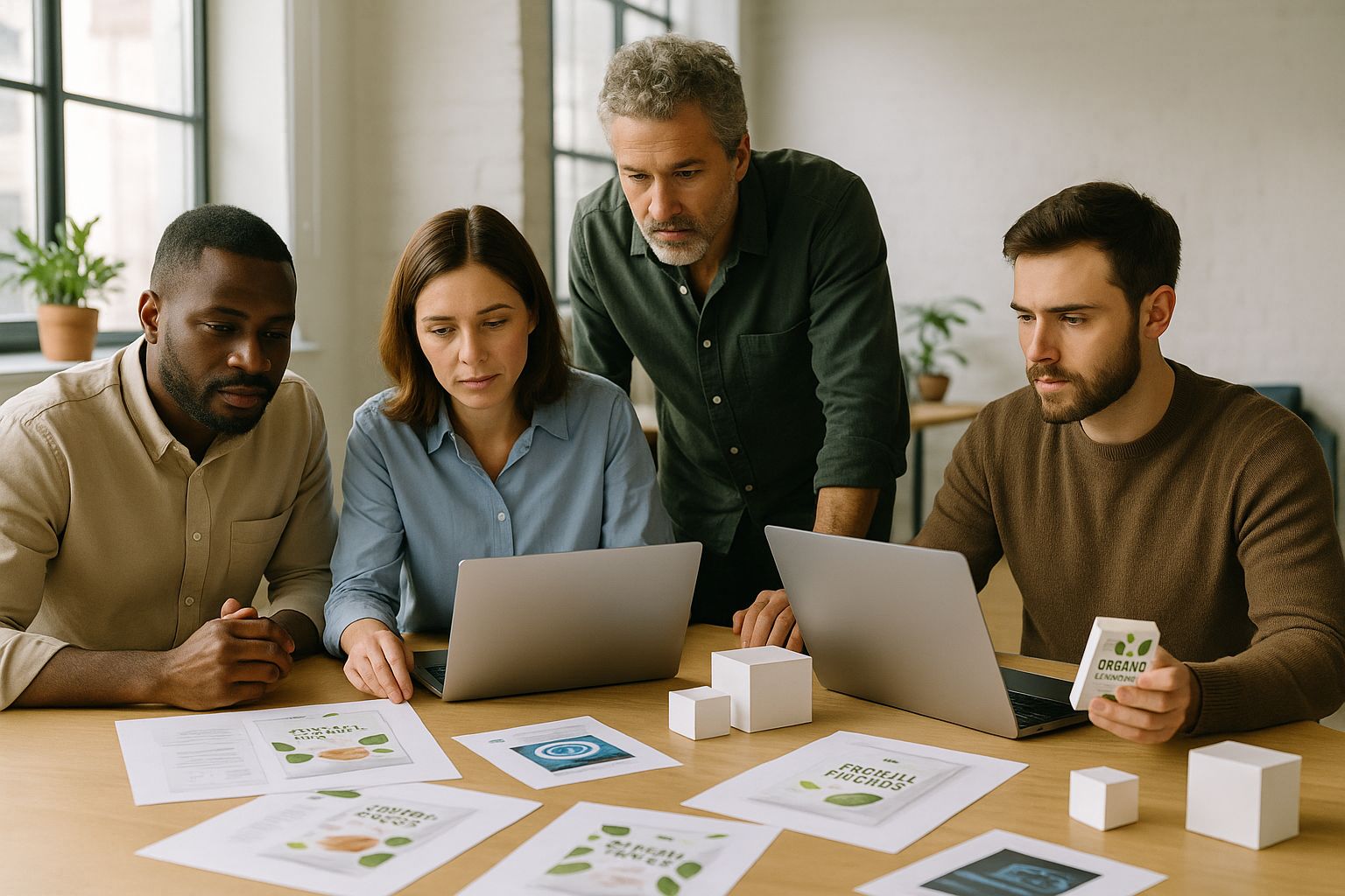 CPG team reviewing AI-generated packaging concepts