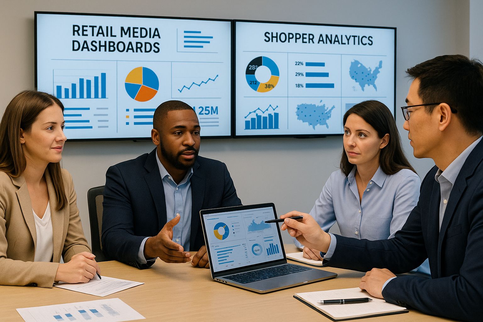 CPG and retailer teams reviewing shared data to improve performance
