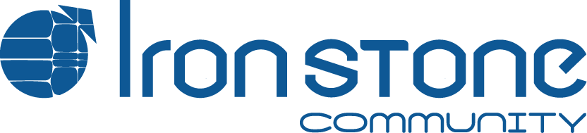 Ironstone Community logo with a blue globe icon and stylized text.