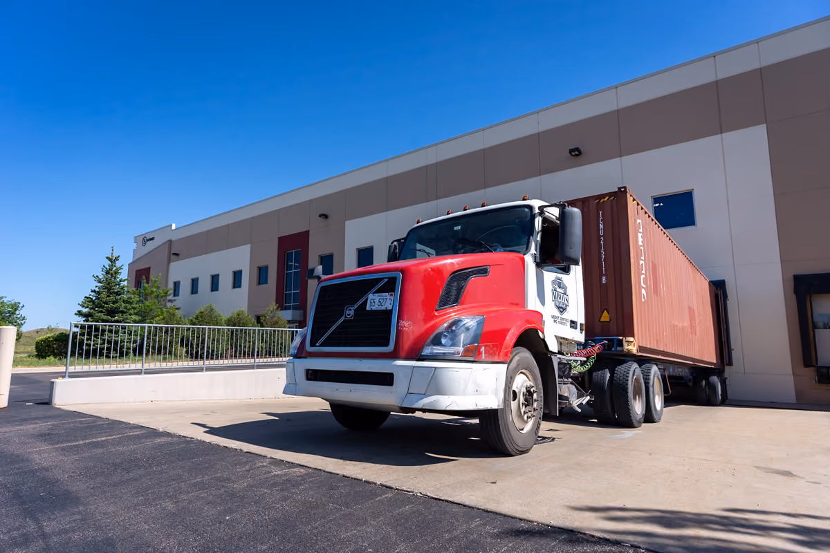 Semi-truck being loaded at our warehouse