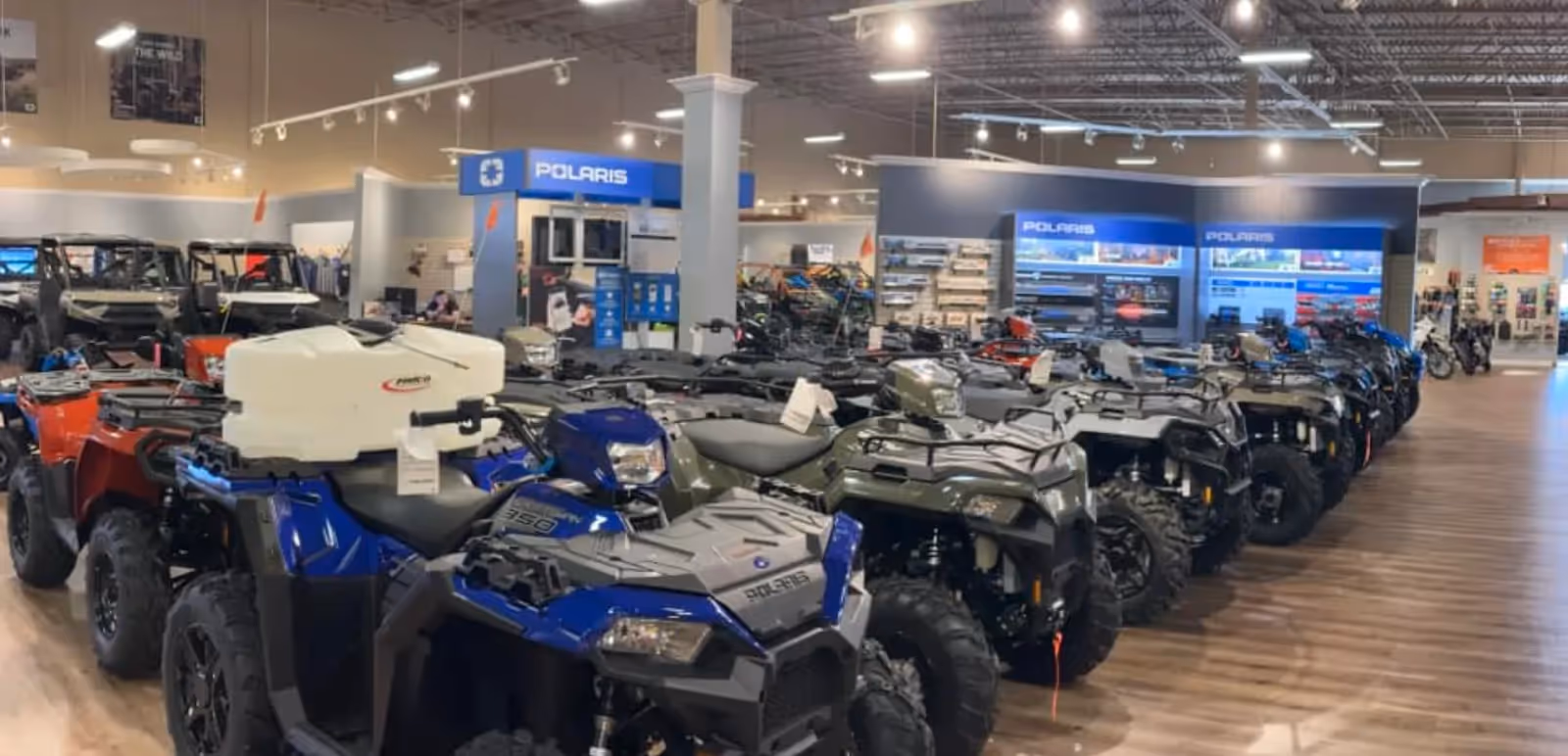 Rows of ATVs in the Sappington Pro showroom