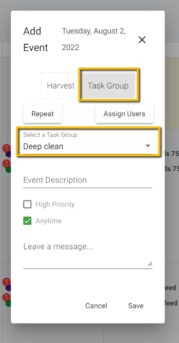 Task Group Event for FAQ