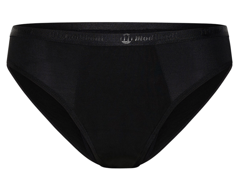 Black bikini-style underwear with a branded elastic waistband.