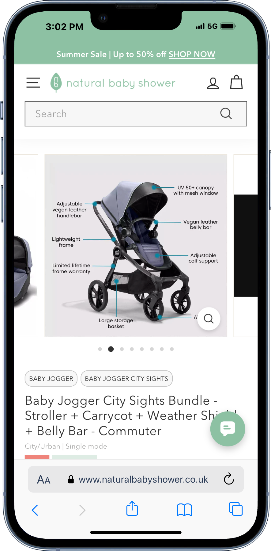 Natural Baby Shower annotated product images in the product page image gallery