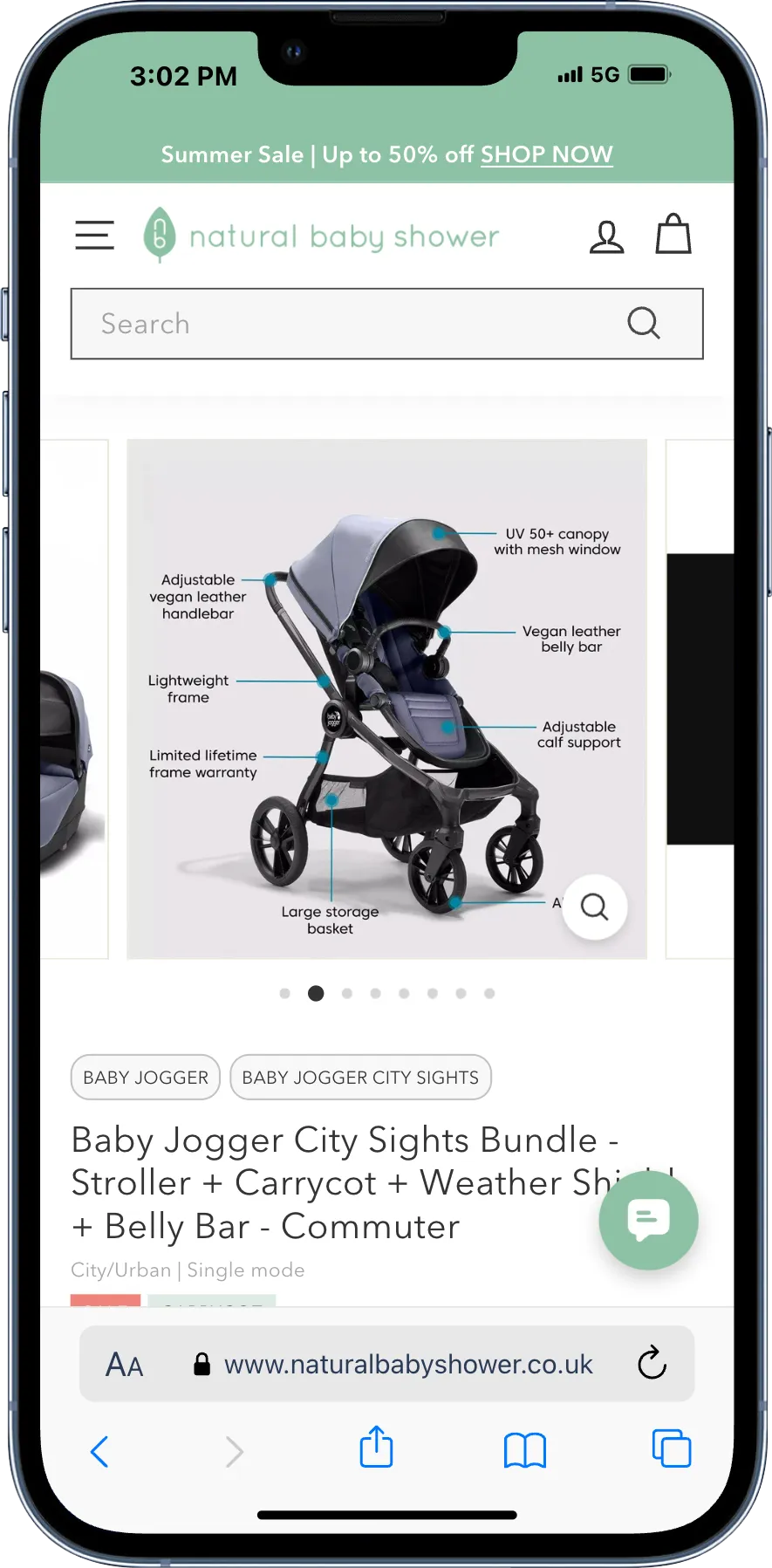 Natural Baby Shower annotated product images in the product page image gallery