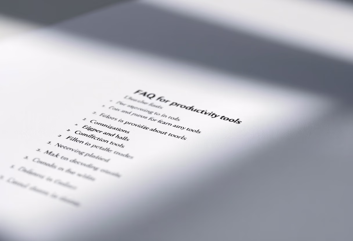 image of a document with faqs (for a productivity tools business)